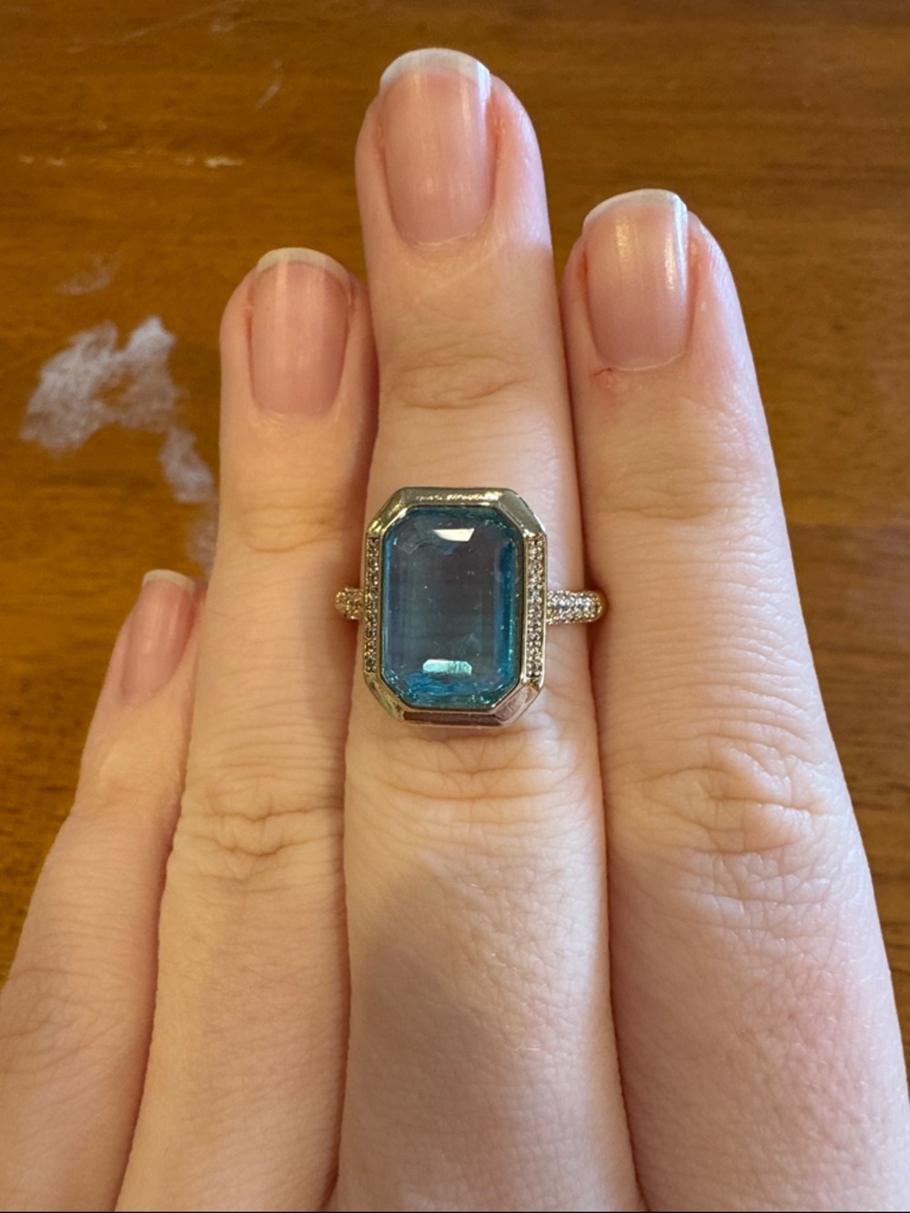 Bomb Party Mental Health ring. Gold-Plated Ring with Blue Color-Changing Stone - Picture 2 of 2